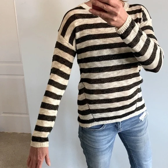 Black & Creamy White Striped Sweater - Picture 5 of 9